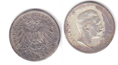 5 Mark Silbermünze Preussen Wilhelm II 1891 A Jäger 104 (111382)