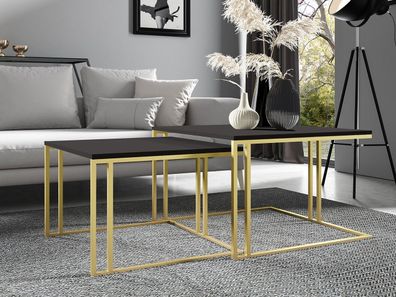 Im Set zwei Couchtische Astro Gold Wohnzimmertisch Kaffeetisch Sofatisch Loft Tisch
