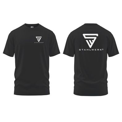 Stahlwerk T-Shirt Schwarz Größe M Kurzarm-Hemd mit Logo-Print 100% Baumwolle