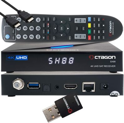 Octagon SX88 4K UHD S2 + IP Multistream SAT Receiver + 300 Mbits Wifi Stick