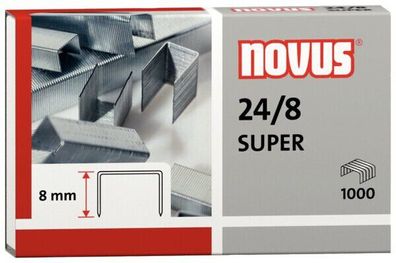NOVUS Heftklammern 24/8 SUPER Stahldraht Kapazität: 50 Blatt Schenkellänge 8mm