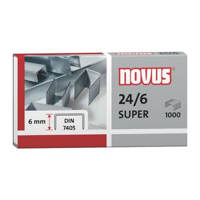 NOVUS Heftklammern 24/6 SUPER Stahldraht Kapazität: 30 Blatt Schenkellänge 6mm