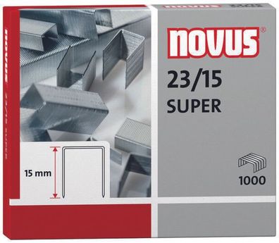 1000 NOVUS Heftklammern 23/15 SUPER verzinkt Original 042-0044