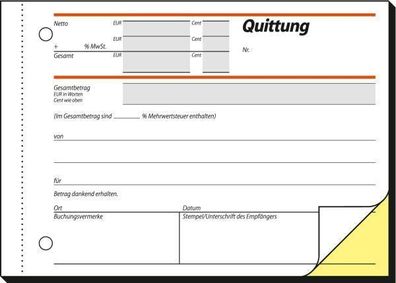 SIGEL SD021 Quittung A6 quer je 2x40 Blatt bedruckt Quittungsblock sd 2 + 1 AKTION