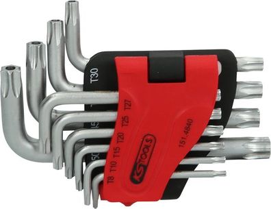 KS Tools 151.4840 Torx-Winkelstiftschlüssel-Satz mit Bohrung, kurz, 10-tlg., TB8