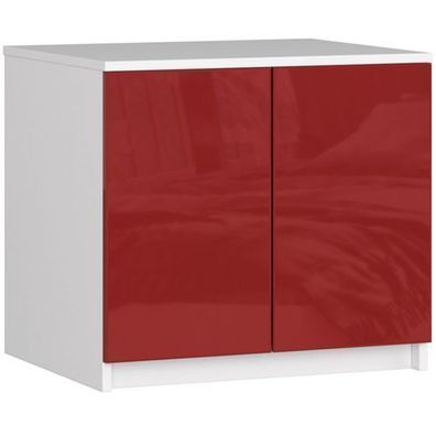 Schrankaufsatz für Kleiderschrank AKORD S60 Weiß 60 cm Front Rot Glanz 60x55x51 cm