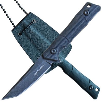 Haller Neck Knife Tanto G10, kleines Ganzstahlmesser Kunststoffscheide mit Kugelkette
