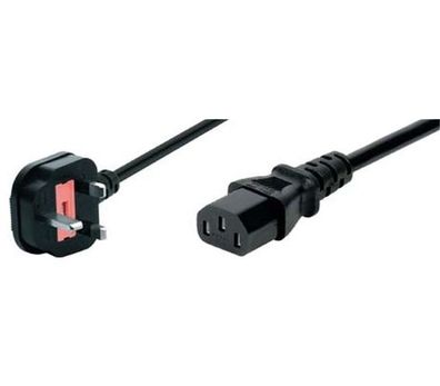 Netzanschlusskabel England, Stecker an Kaltgerätebuchse, schwarz, 1,8 m