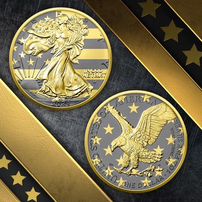 Silbermünze American Eagle 2024 1 oz Ruthenium Golden Ring USA 999 Silber