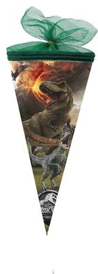 Nestler Schultüte 22cm rund Tüllverschluss mit Textilborte Universal "Jurassic World"