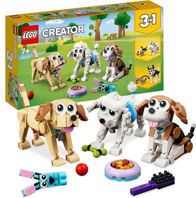 LEGO 31137 Creator 3-in-1 Niedliche Hunde Set mit Dackel-, Mops, Kinder Hund