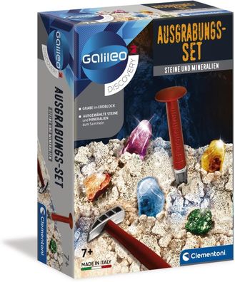 Clementoni Galileo Discovery – Ausgrabungs-Set Steine + Mineralien, Spielzeug