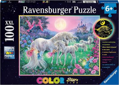 Ravensburger Kinderpuzzle - 13670 Einhörner im Mondschein - Einhorn-Leuchtpuzzle