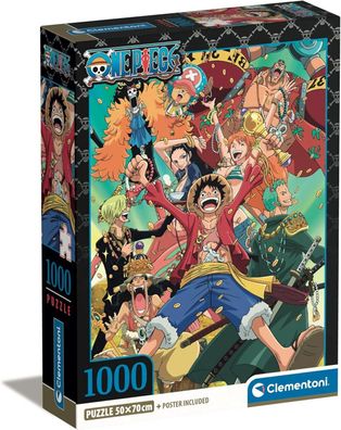 Clementoni One Piece Puzzle 1000 Teile mit Poster - Legespiel für Manga & Anime