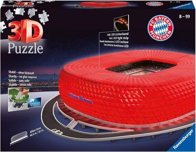 Ravensburger 3D Puzzle Allianz Arena bei Nacht 12530 - Bayern München Fanartikel
