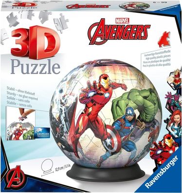 Ravensburger 3D Puzzle 11496 - Puzzle-Ball Avengers - 72 Teile, Puzzle-Ball Deko
