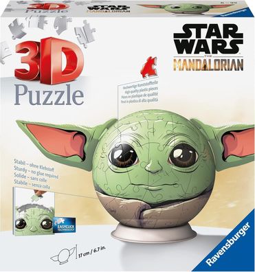 Ravensburger 3D Puzzle 11556 - Puzzle-Ball Grogu mit Ohren - 72 Teile, Kinder