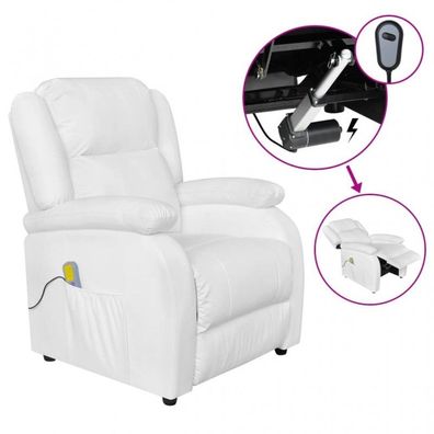 Elektrischer Massagesessel Weiß Kunstleder (Farbe: Weiß)