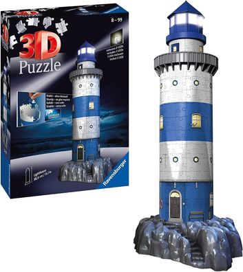 Ravensburger 3D Puzzle 12577 - Leuchtturm bei Nacht - 216 Teile - für Maritim
