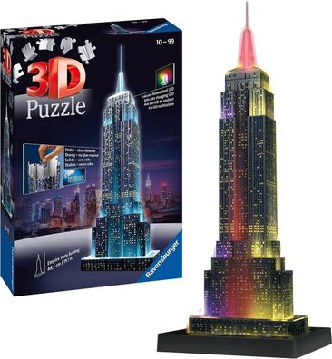 Ravensburger 3D Puzzle Empire State Building bei Nacht 12566 - Deko Kinder