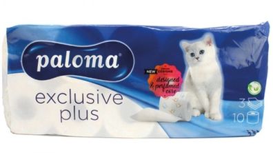 Paloma 3-lagiges Deluxe Toilettenpapier, 10 Rollen mit Blumenapplikationen