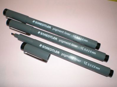 3x Staedtler 308 C2-9 Pigment-Liner 0,3-2,0mm schwarz Kalligraphie Zeichenstift