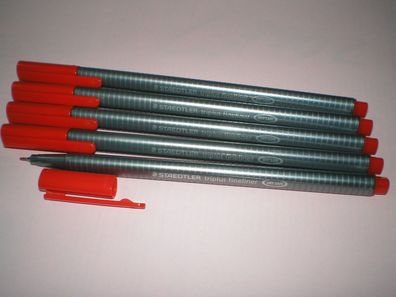 5 x Staedtler Feinschreiber triplus® fineliner 334-2 rot 0,3mm Dreikant NEU