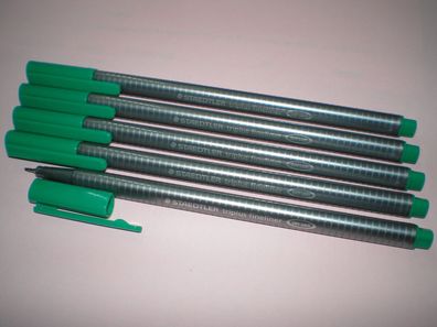 5 x Staedtler Feinschreiber triplus® fineliner 334-5 grün 0,3mm Dreikant NEU