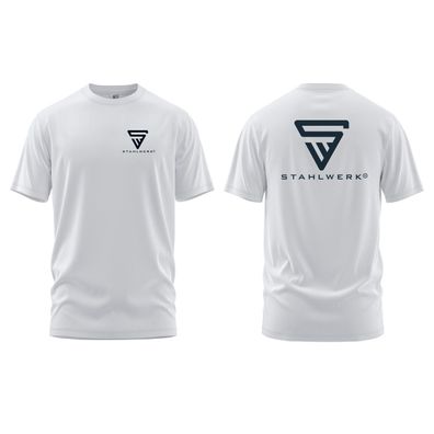 Stahlwerk T-Shirt Weiß Größe XXL Kurzarm-Hemd mit Logo-Print aus 100% Baumwolle