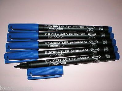 5 x Staedtler Folienstift Lumocolor M permanent 317-3 blau OHP Pen Marker