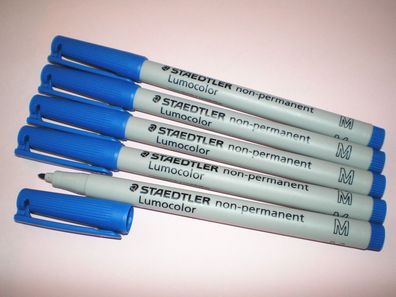 5x Staedtler Folienstift Lumocolor M non-permanent 315-3 blau OHP Pen Marker