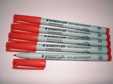 5x Staedtler Folienstift Lumocolor M non-permanent 315-2 rot OHP Pen Marker