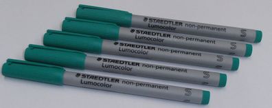 5 x Staedtler Folienstift Lumocolor S non-permanent 311-5 grün OHP superfein