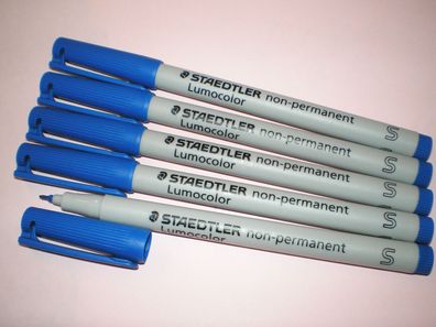 5x Staedtler Folienstift Lumocolor S non-permanent 311-3 blau OHP Pen Marker