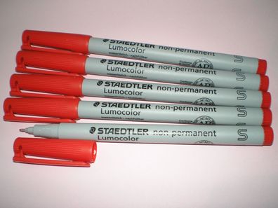5x Staedtler Folienstift Lumocolor S non-permanent 311-2 rot OHP Pen Marker