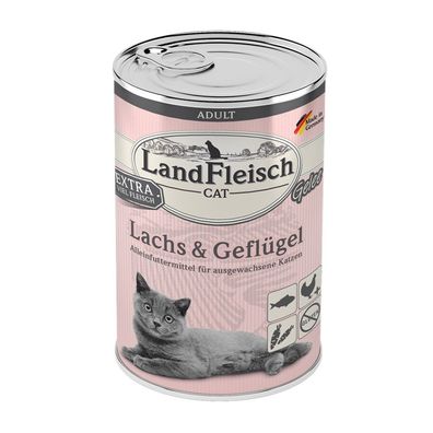 LandFleisch Cat Adult Gelee Lachs & Geflügel 6 x 400g (9,13€/ kg)