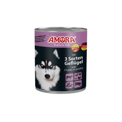 AMORA Dog Dose Fleisch Pur mit 3 Sorten Geflügel 12 x 800g (5,20€/ kg)