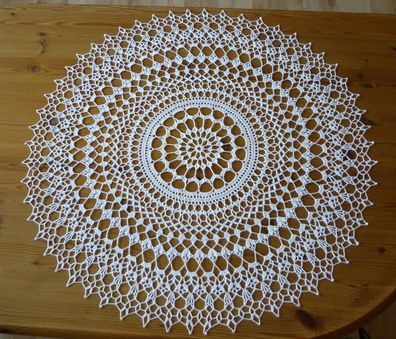 Häkeldecke 72cm beige/ natur gehäkelt Baumwolle crochet cotton
