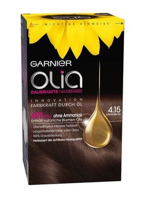 Garnier Olia 4,15 Dunkelbraun Haarfarbe - Intensives Farbergebnis