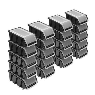 20x Stapelbox mit Deckel Box Sortierbox Schwarz NPKL6 10x15,5x7