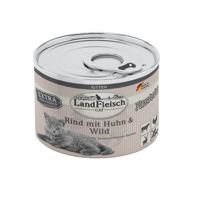 LandFleisch Cat Kitten Pastete Rind mit Huhn & Wild 6 x 195g (16,15€/ kg)
