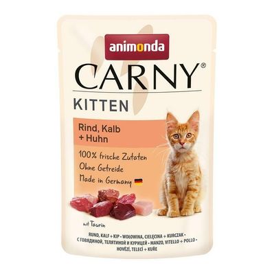 Animonda Carny PB Kitten Rind, Kalb + Huhn 12 x 85g (27,35€/ kg)