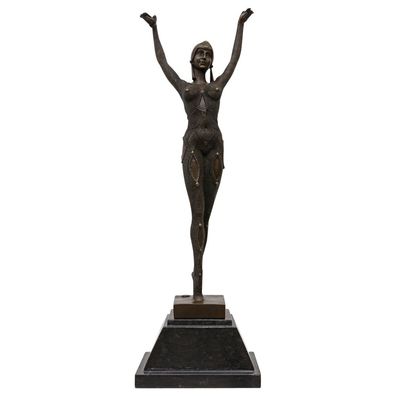Bronzeskulptur Bronze Figur Dourga nach Chiparus Skulptur Antik-Stil Replik