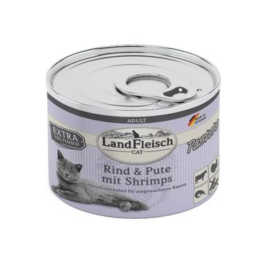 LandFleisch Cat Adult Pastete Rind & Pute mit Shrimps 6 x 195g (16,15€/ kg)