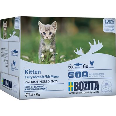 Bozita Häppchen in Soße für Kitten Mutlibox Fleisch & Fisch 12 x 85g (27,35€/ kg)