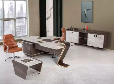 Möbel Luxus Büroeinrichtung Komplettes Set Tisch Schrank 3tlg Kanzlei