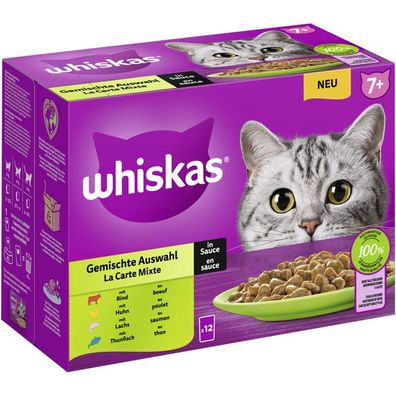 Whiskas Multipack 7+ Gemischte Auswahl in Sauce 48 x 85g (9,78€/ kg)
