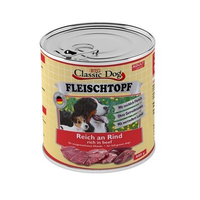 Classic Dog Adult Fleischtopf Pur Reich an Rind 6 x 800g (5,81€/ kg)
