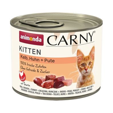 Animonda Carny Kitten Kalb, Huhn & Pute 12 x 200g (12,46€/ kg)