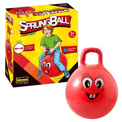 40093 Idena Hüpfball Kinder Sprungball HappyFace rot Kunststoff 40,0-50,0cm
